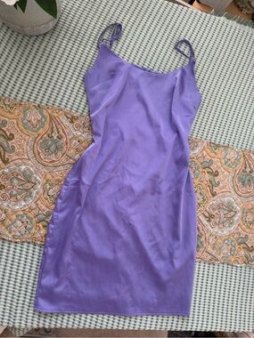 Missguided Lavender Satin Slip Dress with Spaghetti Straps